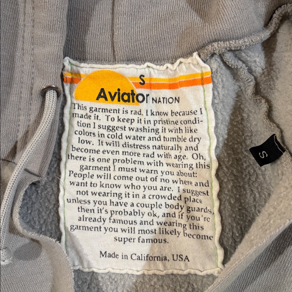 Aviator Nation Gray Hoodie with Neon Stripes - Picture 2 of 2